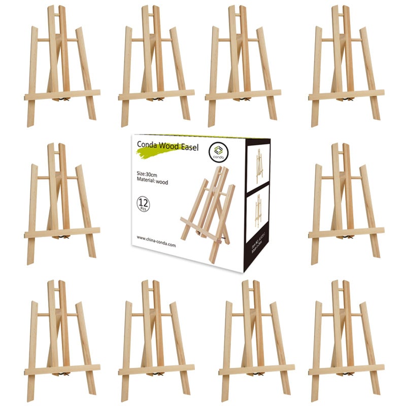 Conda 12Pack Wooden Tabletop Easel for Painting and Display, 11.8" Small Portable A-Frame Tripod Stand for 8x10 and 11x14 Canvas, Desk Easel for Photos, Students Kids Beginners - Image 1